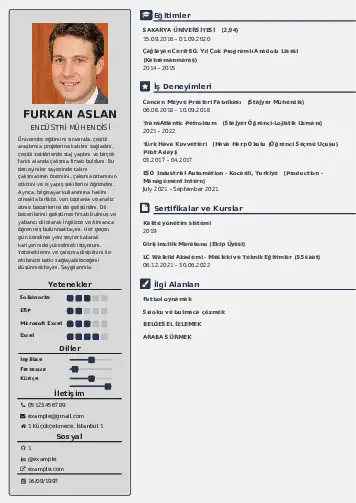 Endüstri Mühendisi CV Örnekleri cv indir